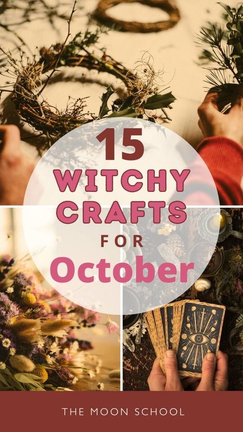 Deck out your home for the fall season with enchanting DIY crafts and witchy projects. These 15 unique ideas offer inspiration for making your own magickal tools or crafting delightful items to sell during October. From herbal sachets and crystal grids to bespoke brooms and charming tarot deck holders, embrace the spirit of the season and create: Whimsical nature altars Spellbinding witches journals Stunning dried flower wreaths Mystical moon water Runestone sets for divination En... Garden Witch Home Decor, Christmas Craft Adults Diy Projects, Crafty Projects For Adults, Pagan Gifts Diy, Witchy Christmas Gift Ideas, Diy Winter Solstice Decorations, Craft Night For Women, Witch Christmas Decor, Pagan Holiday Decorations