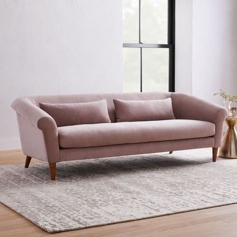 A Comfortable Velvet Sofa: West Elm Parlor Sofa West Elm Sofa, Boho Sofa, Build Furniture, Teen Furniture, Bench Seat Cushion, Apartment Sofa, Mid Century Sofa, Pebble Stone, Sofa Living