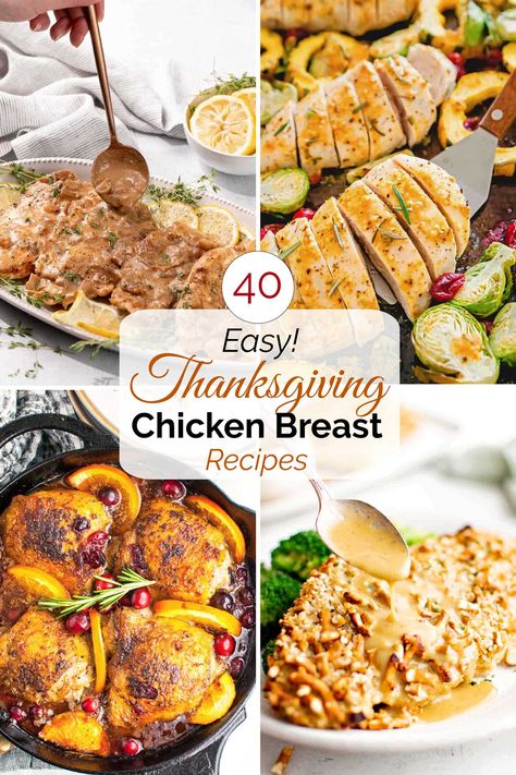 Thanks Giving Chicken Recipes, Baked Chicken Recipes Thanksgiving, Chicken Breast Recipes Christmas, Chicken Instead Of Turkey, Turkey Chicken Recipes, Friendsgiving Chicken Recipes, Chicken Thanksgiving Dinner Ideas, Chicken Breast For Thanksgiving, Thanksgiving Baked Chicken