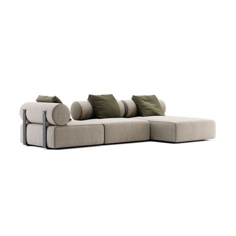 Shinto Sofa - Sofas for hospitalities & contracts - DOMKAPA - Steel - Other | MOM Steel Detail, Fabric Pictures, Modular System, Fabric Structure, Sofa Shop, Chaise Bar, Modular Design, Chaise Sofa, Brushed Stainless Steel