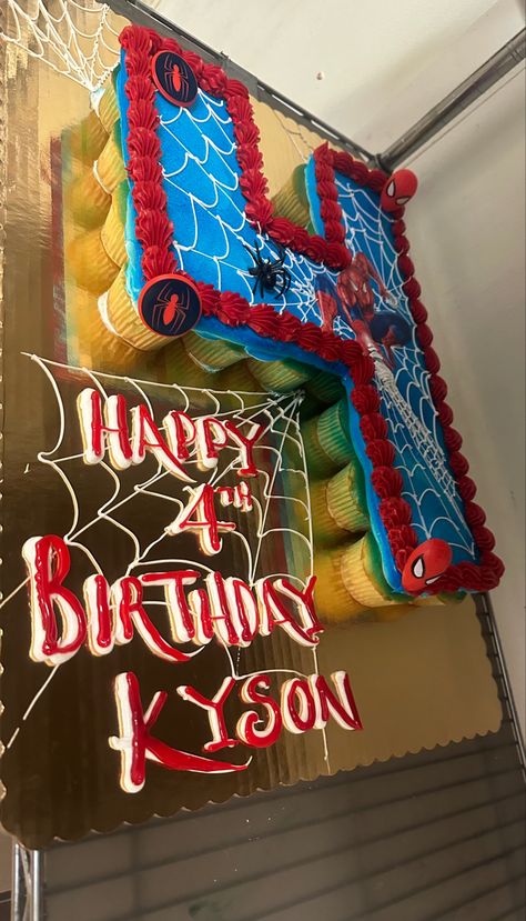 Superhero Pull Apart Cupcake Cake, Spiderman Birthday Cupcake Cake, Spidey And His Amazing Friends Cupcake Cake, Spider Man Birthday Cupcakes, Spider Man Birthday Cakes For Boys, Spider Man Pull Apart Cupcakes, Spider Man 3rd Birthday Cake, Superhero Cakes For Boys, Spider Man 4th Birthday Party Ideas