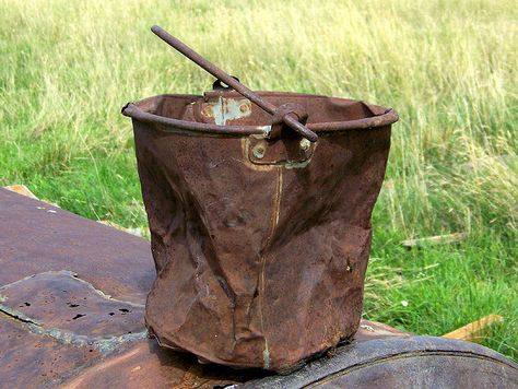 Old dented bucket Vintage Bucket Bag For Daily Use, Bucket Of Paint Spilling, Wooden Bucket Drawing, Bucket Drawing, Metal Ash Bucket, Bardic Inspiration, Rusty Bucket, Steel Bucket, Old Bucket