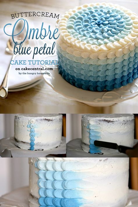 DIY Ombre-petal-buttercream-tutorial With step by step instructions. I want a purple one for my birthday or Kathleen's birthday! Petal Cake, Ombre Cake, Hello Sweetie, Cake Tutorial, Cake Decorating Tips, Cake Decorating Techniques, Pretty Cakes, Creative Cakes, Cute Cakes