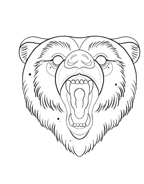 Bear Tattoo Stencils Outline Design, Trad Bear Tattoo, Bear Head Tattoo Design, Traditional Bear Head Tattoo, Traditional Bear Tattoo Design, Animal Tattoo Stencil, Bear Tattoo Stencil, American Traditional Bear, Bear Face Tattoo