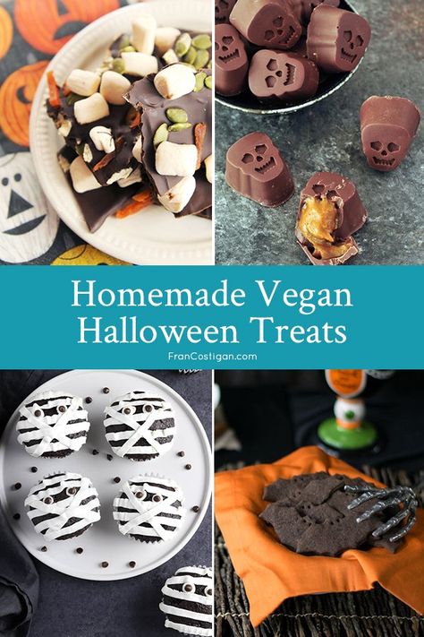 Homemade Vegan Halloween Treats Vegan Halloween Treats, Vegan Halloween Treat, Vegan Halloween Food, Menu Halloween, Vegan Picnic, Themed Recipes, Mini Chef, Healthy Halloween Treats, Vegan Halloween