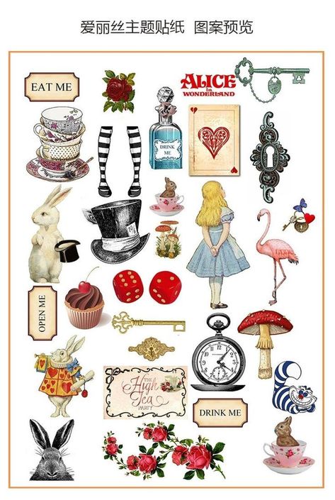 Lovers Stickers, Alice In Wonderland Clipart, Alice In Wonderland Crafts, Alice In Wonderland Vintage, Alice In Wonderland Illustrations, Alice In Wonderland Tea Party Birthday, Alice In Wonderland Aesthetic, Black Rabbit, Alice In Wonderland Tea Party