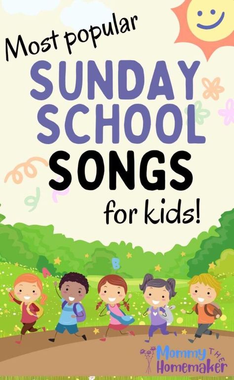 Top 45 Sunday School Songs for Kids (WITH VIDEO) - Mommy the Homemaker Sunday School Songs For Kids, Toddler Songs With Actions, Bible School Songs, Children's Church Songs, Childrens Bible Songs, Old School Songs, Kids Worship Songs, Toddler Bible Lessons, Children Prayers