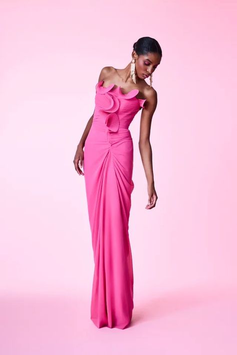 Pink Satin Gown, Pink Skirt Set, 2025 Fashion, Satin Gown, Fashion Images, Gorgeous Gowns, Saree Blouse Designs, Kpop Outfits, Badgley Mischka