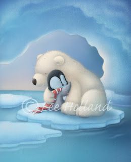 LEE HOLLAND'S ARTWORK: Polar Bear and the Penguin Polar Bear And Penguin, Cartoon Polar Bear, Polar Bear Drawing, Birthday Greetings For Sister, Polar Bear Illustration, Penguin Drawing, Penguins And Polar Bears, Image Halloween, Wild Animals Pictures