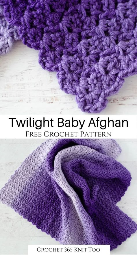 Ombre Baby Blanket Crochet, Ombre Yarn Crochet Patterns Free, Tulip Stitch Crochet, Twilight Crochet, Tulip Stitch, Crochet Baby Afghan, Baby Blankets Crochet, Crochet Baby Blanket Free