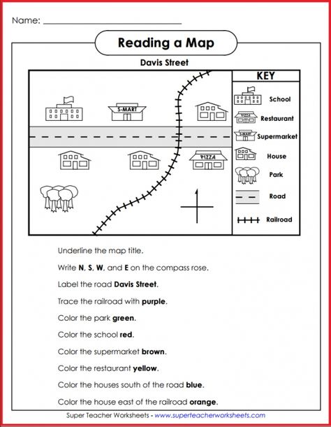 Teach basic map skills with this printable map activity. Students will learn how to read a map legend or key, follow directions, and recognize North, South, East, and West on a compass rose. Kindergarden Worksheet Social Studies, Compass Rose Activities, Map Legend, Reading Skills Worksheets, Social Studies Maps, Teaching Maps, Map Skills Worksheets, 3rd Grade Social Studies, Kindergarten Social Studies