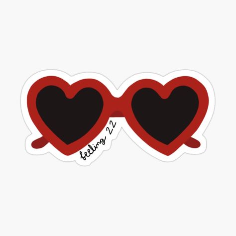 Get my art printed on awesome products. Support me at Redbubble #RBandME: https://www.redbubble.com/i/sticker/Feeling-22-Heart-Sunglasses-by-Alycialackey/94472311.JCQM3?asc=u Taylor Swift Heart, Glasses Drawing, Taylor Swift Cake, Sunglasses Sticker, Red Taylor Swift, 22 Taylor, Taylor Swift 22, Red Era, Heart Clipart