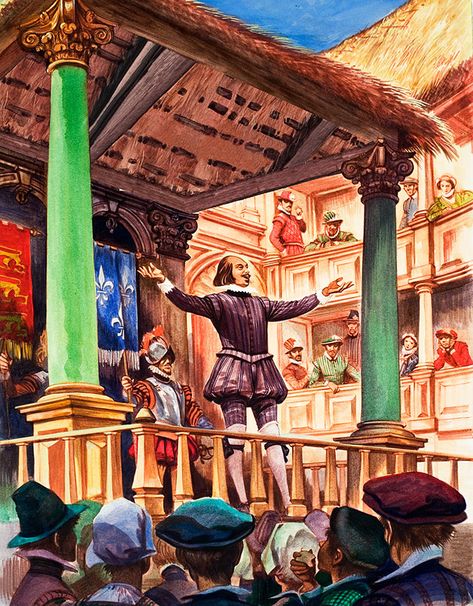 Modern Shakespeare, Medieval Theatre, Historic Illustration, Young William, Elizabethan Theatre, Theatre Illustration, Solomon Kane, Marie Stuart, Globe Theatre