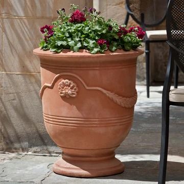 Terra Cotta Planters | shop-campania Portugal House, Antique Glaze, Campania International, Terra Cotta Pots, Antiquing Glaze, Urn Planters, Terracotta Planter, Cerulean Blue, Garden Items