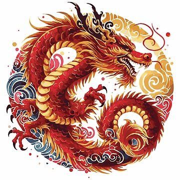 Year Of The Dragon Tattoo, Year Of The Dragon 2024 Logo, Year Of The Wood Dragon 2024, Chinese Zodiac Dragon Art, Lunar New Year Dragon Illustration, Red Chinese Dragon, Chinese Lunar New Year, Lunar Year, Zodiac Star Signs