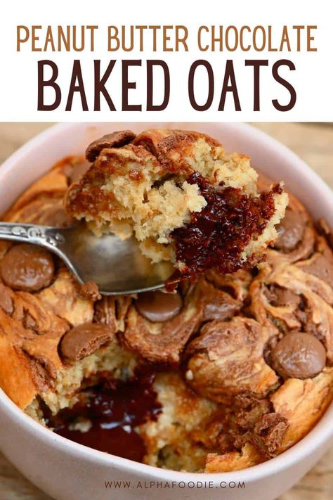 Breakfast Baked Oats Healthy, Healthy Oven Breakfast, Air Fryer Peanut Butter Banana Baked Oatmeal, Baked Oats Air Fryer No Banana, Oven Baked Oats Breakfast Recipes, Peanut Butter Chocolate Baked Oats, Baked Oats In Airfryer, Air Fryer Baked Oats Recipes, Banana Free Baked Oats