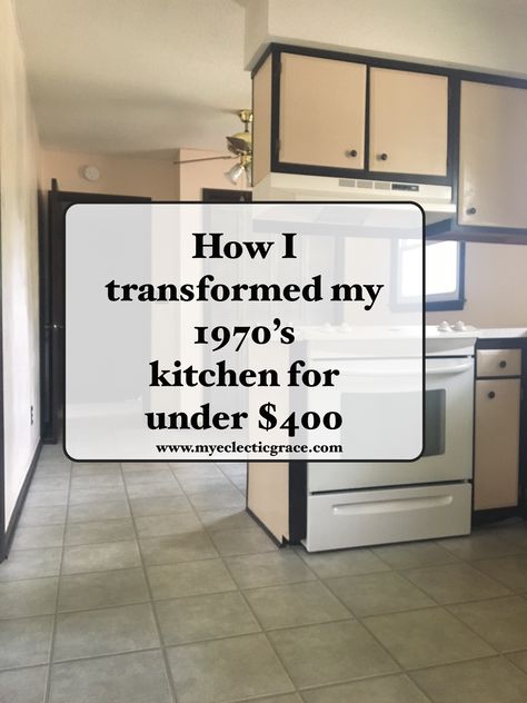 How I redid my kitchen for under $400. With a little creativity and elbow grease, you can too! 1970 Kitchen, Living Room Decor Eclectic, Ugly Kitchen, 1970s Kitchen, Quirky Kitchen, Luxury Living Room Decor, Eclectic Kitchen, Home Beauty Tips, European Home Decor