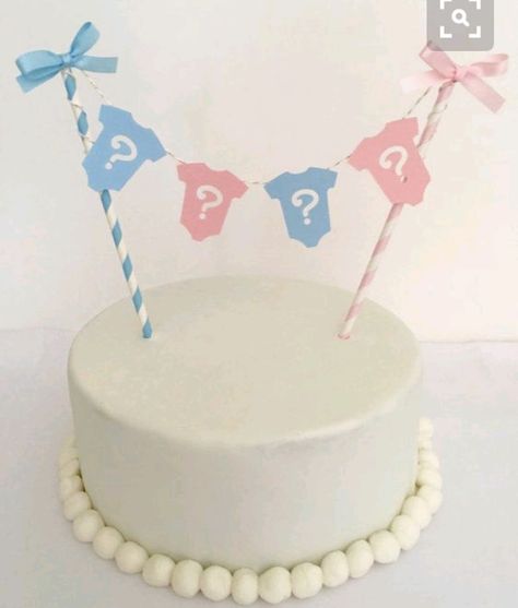 He Or She Cake Topper, He Or She Cake, Onesie Cake, Gender Reveal Dessert, Baby Reveal Cakes, Twin Gender Reveal, Gender Reveal Cupcakes, Gender Reveal Cake Topper, Cake Bunting