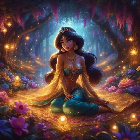 Alladin And Jasmine Wallpaper, Arabian Queen Art, Princess Jasmine Fanart, Dark Disney Princess, Arabian Princess Fantasy Art, Princess Jasmine Fanart Modern, Pinup Poses, Divine Feminine Art, Arabian Princess