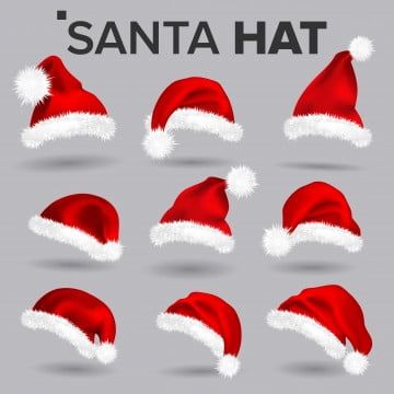 Santa Hat Vector, Santa Claus Cap, Santa Claus House, Pink Santa Hat, Christmas Cap, New Years Hat, Party Icon, Santa Claus Costume, Green Santa