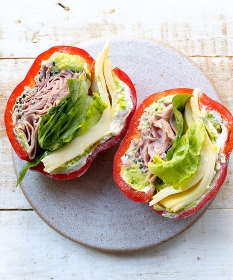 Bell Pepper Sandwich – Sugar Free Londoner Bell Pepper Wrap, Red Bell Pepper Sandwich, Keto Pepper Sandwich, Healthy Meals With Bell Peppers, Bell Pepper Healthy Recipes, Sandwich For Diabetics, Bell Pepper Sandwiches, Bell Pepper Sandwich Cream Cheese, Bell Peppers Sandwich