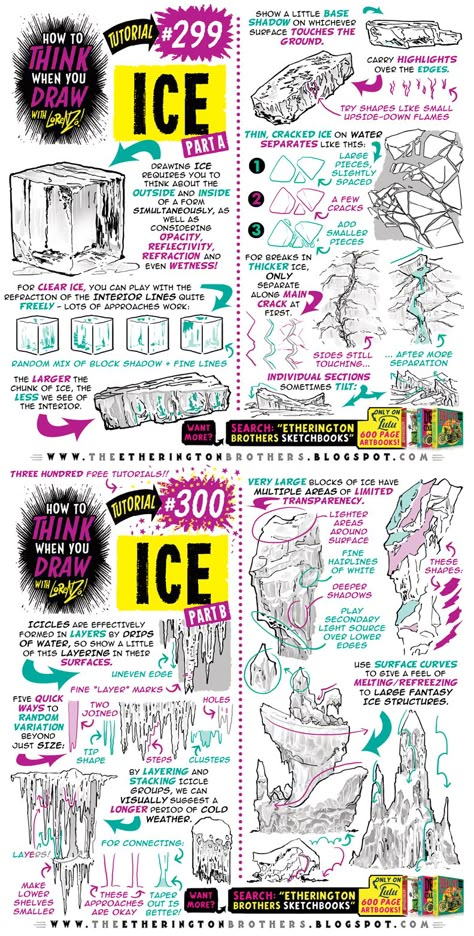 Ice Drawing, Etherington Brothers, Comic Tutorial, How To Think, Background Drawing, Sketches Tutorial, Guided Drawing, Art Instructions, Drawing Lessons