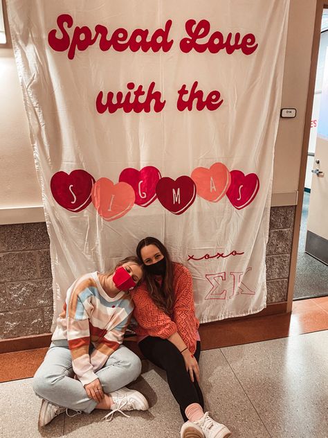 Galentines Party Sorority, Valentines Banner Sorority, Sisterhood Banner, Sorority Valentines Day, Valentines Sorority, Sorority Banner Ideas, Valentines Day Event, Sisterhood Ideas, Valentines Event