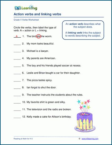 Auxiliary Verbs Worksheets A0C Linking Verbs Worksheet, Helping Verbs Worksheet, Action Verbs Worksheet, Verbs Worksheet, Verb Practice, Verb Words, Linking Verbs, Helping Verbs, Worksheets For Grade 3