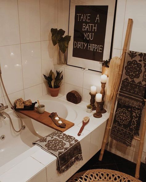 Take A Bath You Dirty Hippie, Dirty Hippie, Cozy Bathroom, Bohemian Bathroom, Take A Bath, Bathroom Decor Luxury, Luxury Duvet Covers, Boho Modern, Boho Bathroom