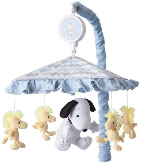 Lambs & Ivy Peanuts My Little Snoopy Musical Mobile by Lambss & Ivy {affiliate link} Snoopy Nursery, Modern Crib Mobile, Snoopy Baby Shower, Baby Snoopy, Lambs & Ivy, Rock A Bye Baby, Baby Crib Mobile, Elephant Plush, Nursery Mobile