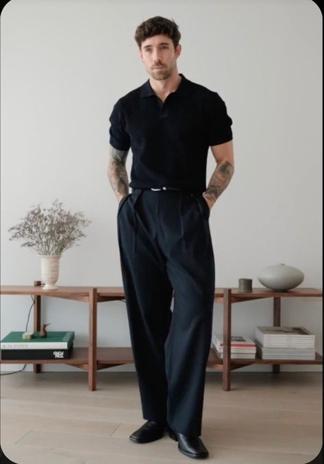 Aesthetic Black Outfits Men, Rich Men Fashion, All Black Outfit Men Classy, Daniel Simmons Outfit, Business Outfits For Men, Daniel Simmons, Black Outfit Men, Mens Smart Casual Outfits, Smart Casual Menswear