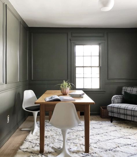 Perilous Grey HGTV  for SW Green Painted Rooms, Best Green Paint Colors, Green Paint Colors Bedroom, Green Bedroom Paint, Sage Green Paint Color, Basement Paint Colors, Green Grey Paint, Office Paint Colors, Monochromatic Room