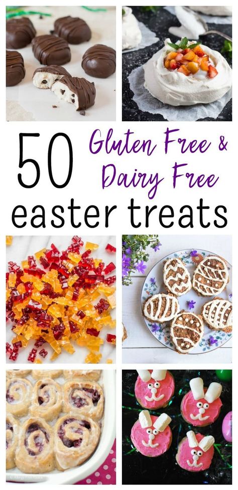 If you're looking for some last-minute Easter treats that are allergy-friendly, look no further: I've gathered together 50 gluten free and dairy free Easter treats to celebrate spring! @TheFitCookie Easter Deserts, Gluten Free Easter, Easy Easter Treats, Vegan Easter, Gluten Free Holiday, Easter Snacks, Easter Desserts Recipes, Easter Baking, Glutenfree Dairyfree