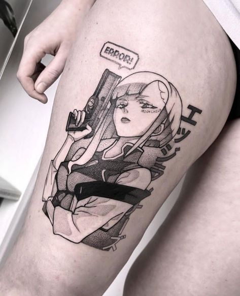 Follow Mind Tattoos for more 🔥 Slayer Tattoo, Cyberpunk Tattoo, Gamer Tattoos, Cyberpunk Anime, Anime Tattoos, Cyberpunk 2077, Tattoo Design Drawings, Tattoos And Piercings, Cyberpunk