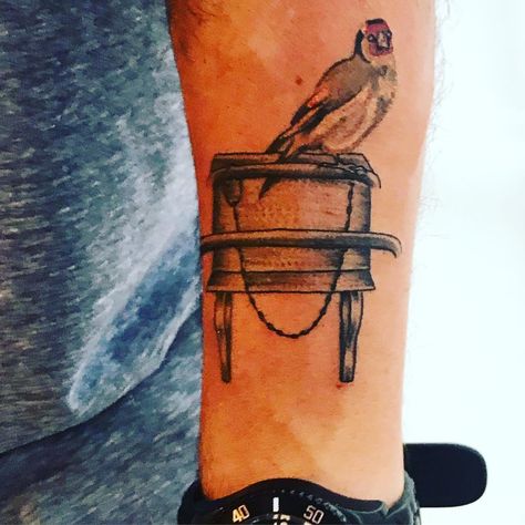 The Goldfinch The Goldfinch Tattoo, Goldfinch Tattoo, Carel Fabritius, Medium Tattoos, Gay Tattoo, The Goldfinch, Bookish Tattoos, Tattoo Bird, Donna Tartt