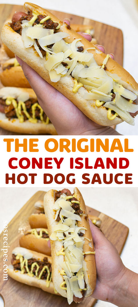 Classic Coney Island Hot Dog Sauce: I’ve never been to Coney Island but I’ve seen enough movies about the wonderful fair-like beach boardwalk to know it’s a very special and fun place. However, I have tried hot dogs with meat sauce and it is a combination to die for. Coney Island Sauce For Hot Dogs, Coney Island Chili Dog Sauce, Coney Island Sauce, Coney Dogs Recipe, Original Coney Island Hot Dog Sauce, Best Coney Island Hot Dog Sauce, Best Hot Dog Sauce Recipe, Coney Island Hot Dog Sauce Recipe, Coney Island Hot Dog Sauce