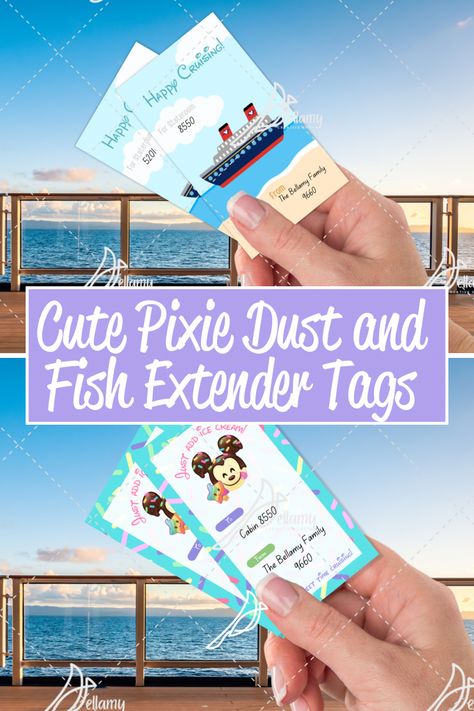 Cute Pixie Dust and Fish Extender Tags for your Disney Cruise Pixie Dust Tags Cruise, Fish Extender Gift Tags Free Printable, Disney Cruising Ducks Tags Printable Free, Fish Extender Tags, Fish Extenders Disney Cruise, Fish Extender Gift Ideas, Disney Puns, Disney Dream Cruise, Cruise Gifts