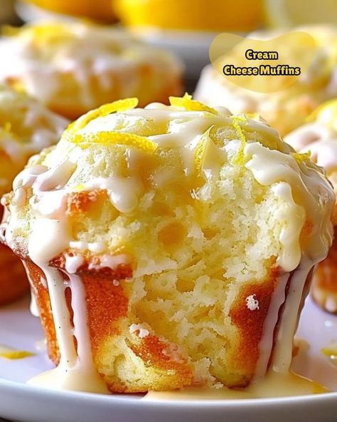 Savory Kitchen Fun - Daily Recipes | 🍋🧁 Lemon Cream Cheese Muffins 🧁🍋 | Facebook Fancy Muffin Recipes, Lemon Cream Cheese Muffins, Muffin Recipes Lemon, Large Muffin Recipes, Keto Lemon Cream Cheese Muffins, Lucious Lemon Cream Cheese Muffins, Lemon Filled Muffins, Luscious Lemon Cream Cheese Muffins, Bakery Style Lemon Muffins