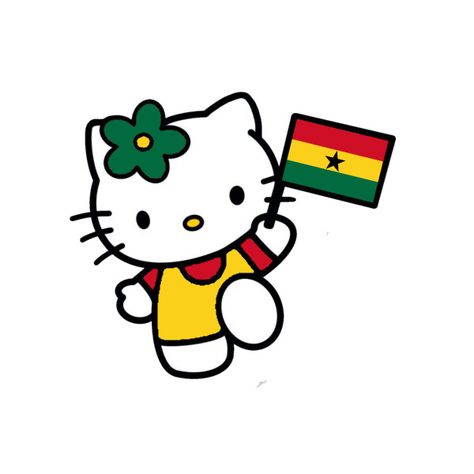 African Hello Kitty, Ghana Culture, Ghana Art, Grenada Flag, Ghana Flag, Hello Kitty Decorations, Maltipoo Dog, Kitty Pfp, Hello Kitty Wallpaper Hd