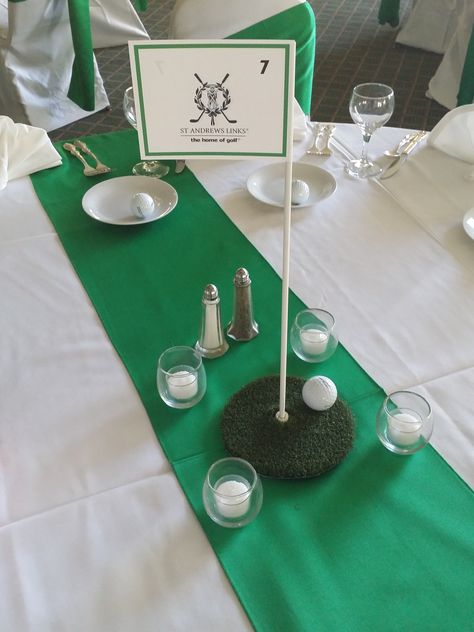 Golf themed wedding at Idlewild Country Club in Flossmoor, IL Golf Flag/Putting Green Table numbers with names of different country clubs on each. https://www.facebook.com/IdlewildCountryClub Golf Flag Table Numbers, Country Club Party Ideas, Country Club Party Theme, Country Club Theme Party, Caddyshack Party, Country Club Theme, Golf Themed Wedding, Golf Couple, Green Table Numbers