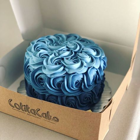 Blue One Tier Cake, Blue Girly Birthday Cakes, Blue Rose Cake Birthday, Light Blue Cakes Birthday, Pretty Blue Birthday Cakes, Blue Cake For Women, Blue Birthday Cake For Girl, Cake Designs Birthday Blue, Royal Blue Birthday Cake For Women