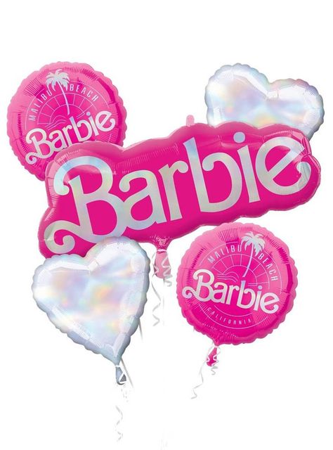 ‌5 Piece Licensed Barbie SuperShape Foil Balloon Bouquet Throwing the perfect Barbie themed party has never been easier! With this stunning 5 piece balloon bouquet, you can create a captivating party display that will make your guests feel like they've stepped into Barbie Land. Whether it's for a kid's birthday, special occasion or movie themed event, these balloons are bound to bring fun to your decor! Description:  Barbie SuperShape Anagram foil balloon bouquet. Balloon bouquet comes with a la Foil Balloon Bouquet, Barbie Party Supplies, Barbie Decorations, Barbie Party Decorations, Barbie Theme Party, Barbie Birthday Party, Pink Birthday Party, Barbie Theme, Malibu Beach