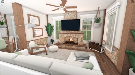 Bloxburg Lounge Room Ideas, Meepcity House Ideas, Living Room 4x4, Bloxburg Lounge Ideas, Bloxburg Lounge Room, Bloxburg Fireplace, Blocksburg Room Ideas￼, Small House Layout, House Decorating Ideas Apartments