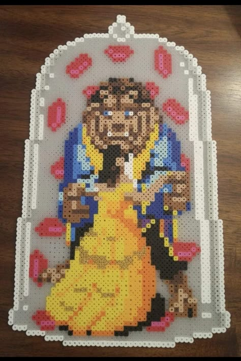 Beauty And The Beast Perler, Melt Beads Ideas, Perler Beads Big, Alpha Pattern Disney, Perler Beads Crafts, Melted Bead Crafts, Perler Bead Patterns Ideas, Hama Disney, Melted Beads