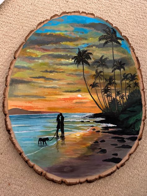 Painting on wood 
Couple by the beach 
Sunset Beach Couple By The Beach, Painting Of Couple, Hawaii Painting, Beach Sunset Painting, Painting Couple, Meaningful Paintings, Sketch Images, Pencil Sketch Images, Love Couple Images