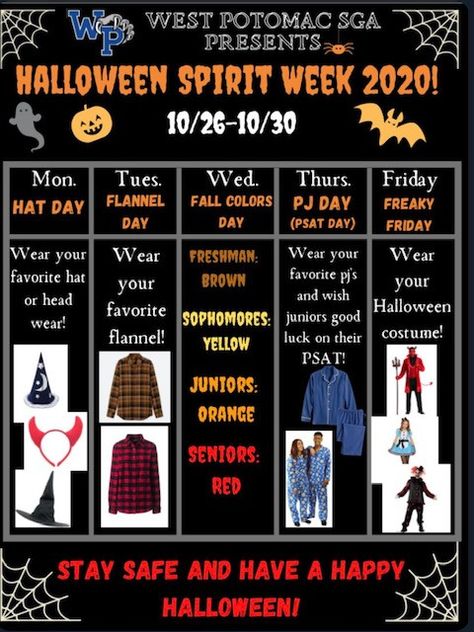 Fall Break Spirit Week, Preschool Halloween Spirit Week, Halloween Spirit Days For School, Spirit Week October, Fall Student Council Ideas, Halloween School Fundraising Ideas, Super Hero Spirit Week Ideas, Halloween Spirt Week Ideas School, Fall Spirit Week Ideas For School