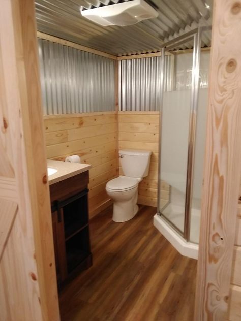 Garage Bathroom Ideas, Yurt House, Shed Bathroom, Pool Snacks, Tiny House Bathroom Ideas, Yurt Home, Cabin Interior Design, Camp House, Garage Bathroom