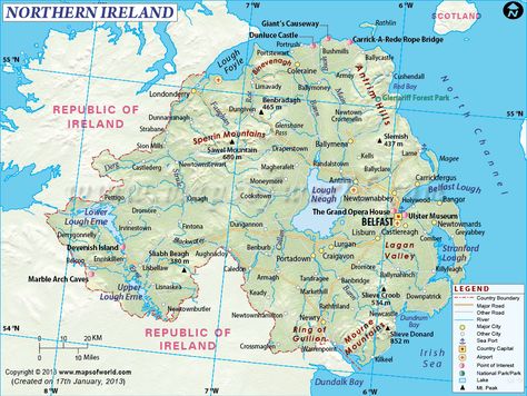 Northern Ireland Map Northern Ireland Map, Northern Island, Images Of Ireland, Ireland Map, Belfast City, Armagh, Watercolor Sunset, Irish Sea, One Day Trip