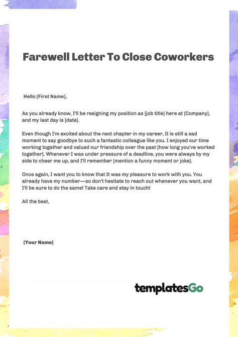 Don't leave your company in silence. Get our template of goodbye letter to farewell your coworkers and leave a good impression on your career path. Let's learn how to write a touching note and get more templates to tailor your letter. #template #work #legaltemplate #farewellletter #farewellnote #farewellmessage Goodbye Letter To Coworkers, Goodbye Letter To Colleagues, Goodbye Message To Coworkers, Farewell Letter To Colleagues, Farewell Quotes For Coworker, Goodbye Quotes For Coworkers, Best Farewell Quotes, Goodbye Coworker, Farewell Note