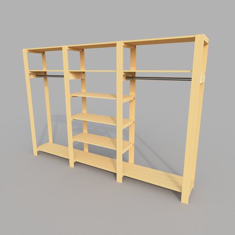 Wood Closet Shelving, Stand Alone Closet, Homemade Closet, Wood Closet Shelves, Barbie Closet, Organiser Son Dressing, Closet Shelving, Wood Closet, Closet Planning